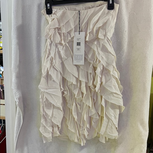 Adam Lippes Strapless Ruffled Rag Cream Dress - Picture 3 of 8
